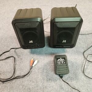 JS Digital Series‎ Computer Speakers Black Hi-Fi Stereo Bass Treble Control EUC